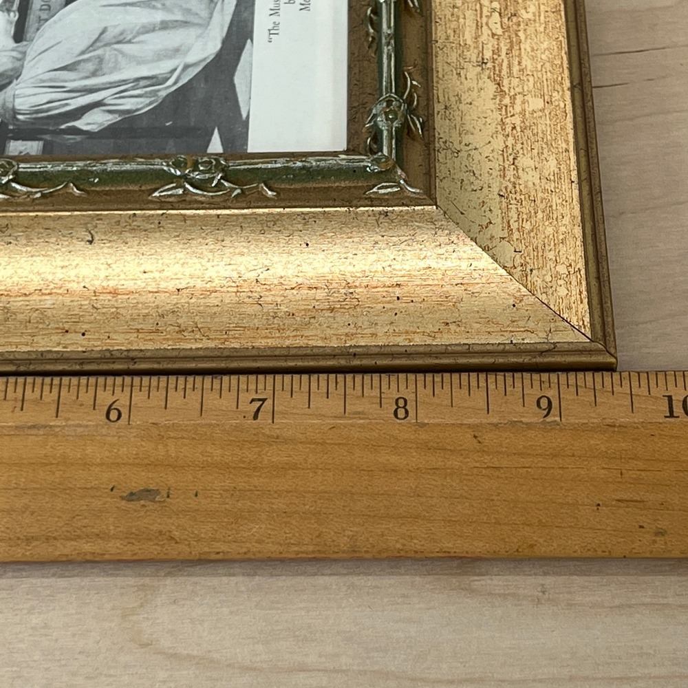 Vintage 5x7 Gold Rose Thorn Picture Frame, Green Floral Trim, 1990s Reproduction - Picture 11 of 13